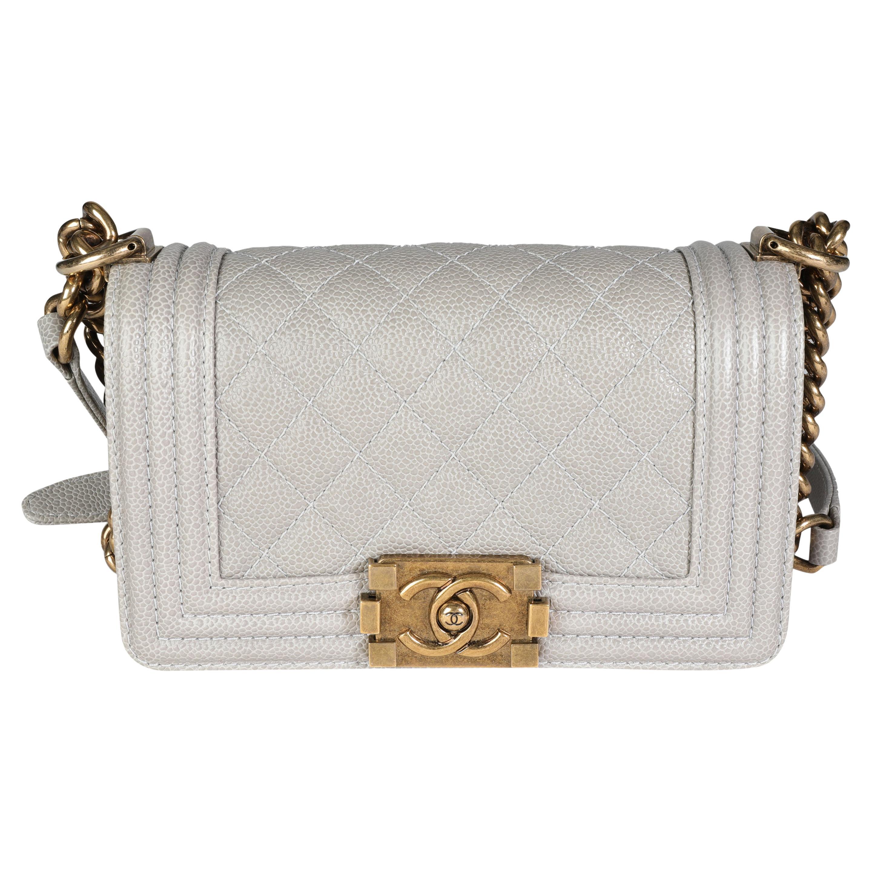 Chanel Gray Caviar Quilted Small Boy Bag