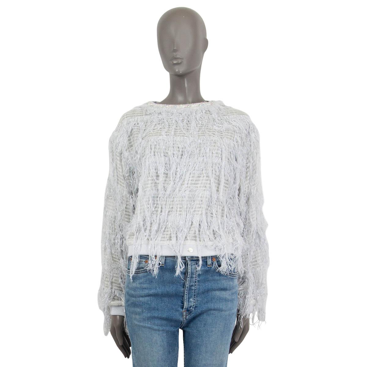Gray CHANEL gray cotton 2018 FRINGE LUREX Sweater 38 S For Sale