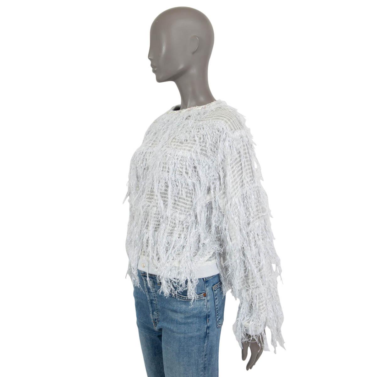 Women's CHANEL gray cotton 2018 FRINGE LUREX Sweater 38 S For Sale