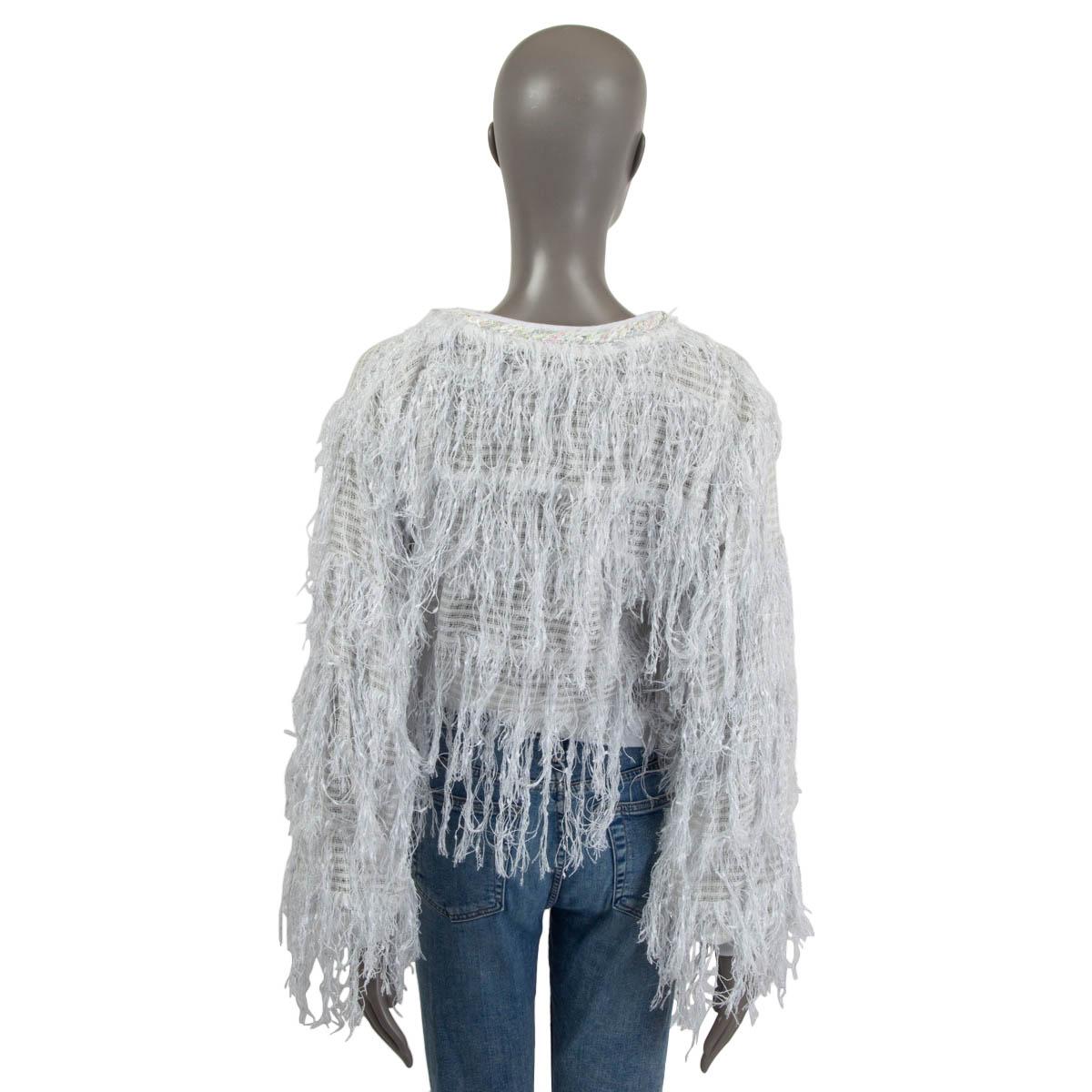 CHANEL gray cotton 2018 FRINGE LUREX Sweater 38 S For Sale 1