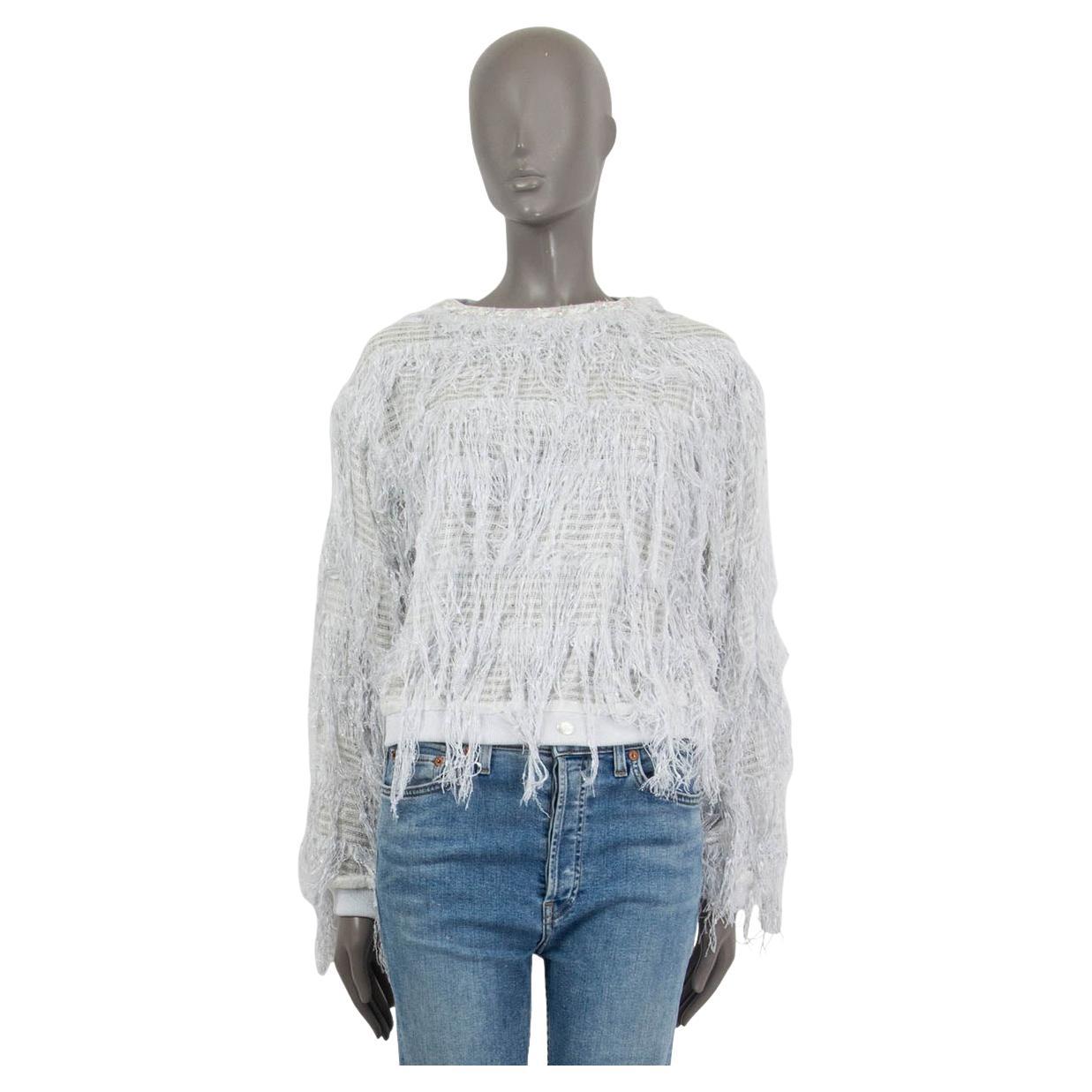 CHANEL gray cotton 2018 FRINGE LUREX Sweater 38 S For Sale