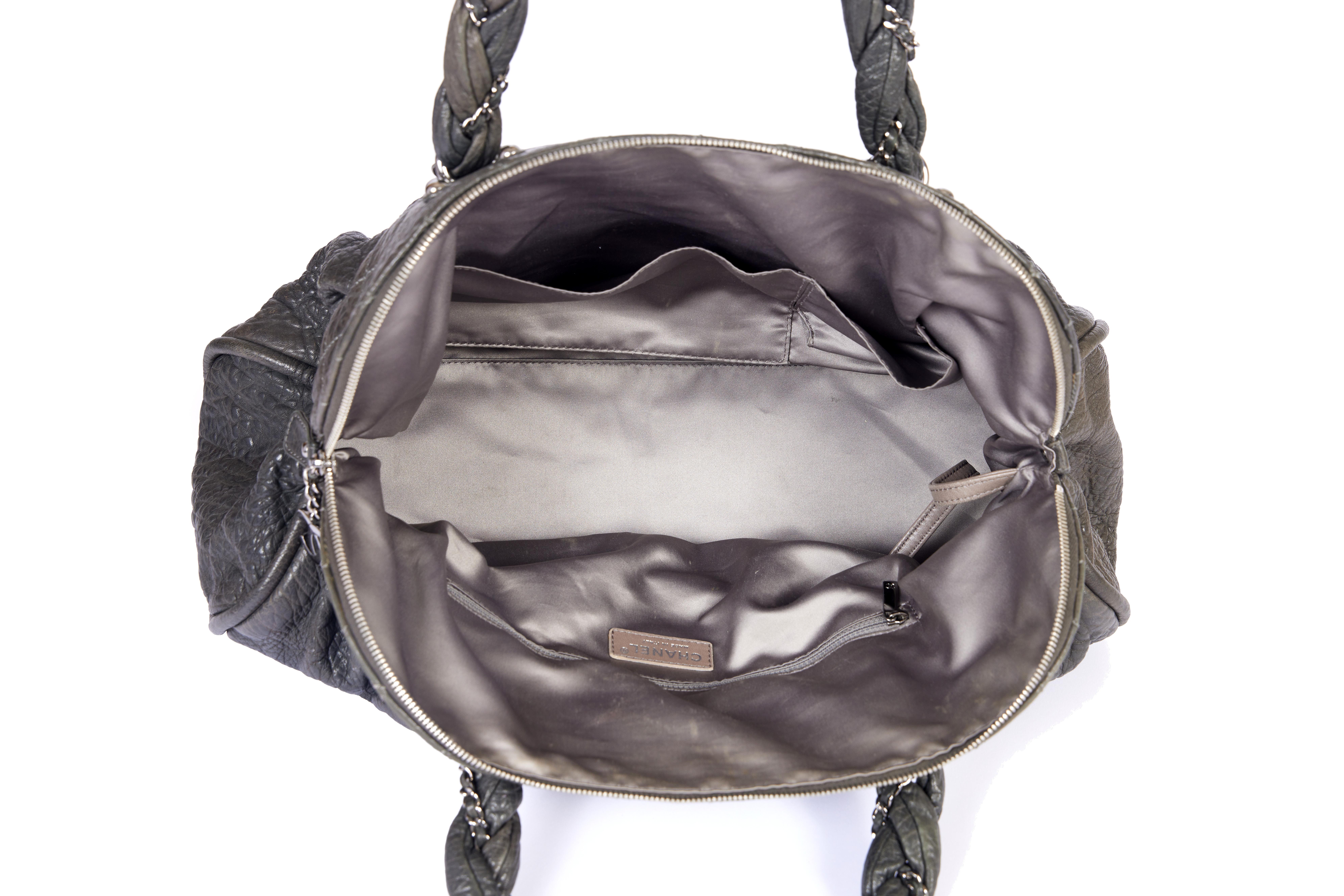 Chanel Gray Distressed Large Tote For Sale 2