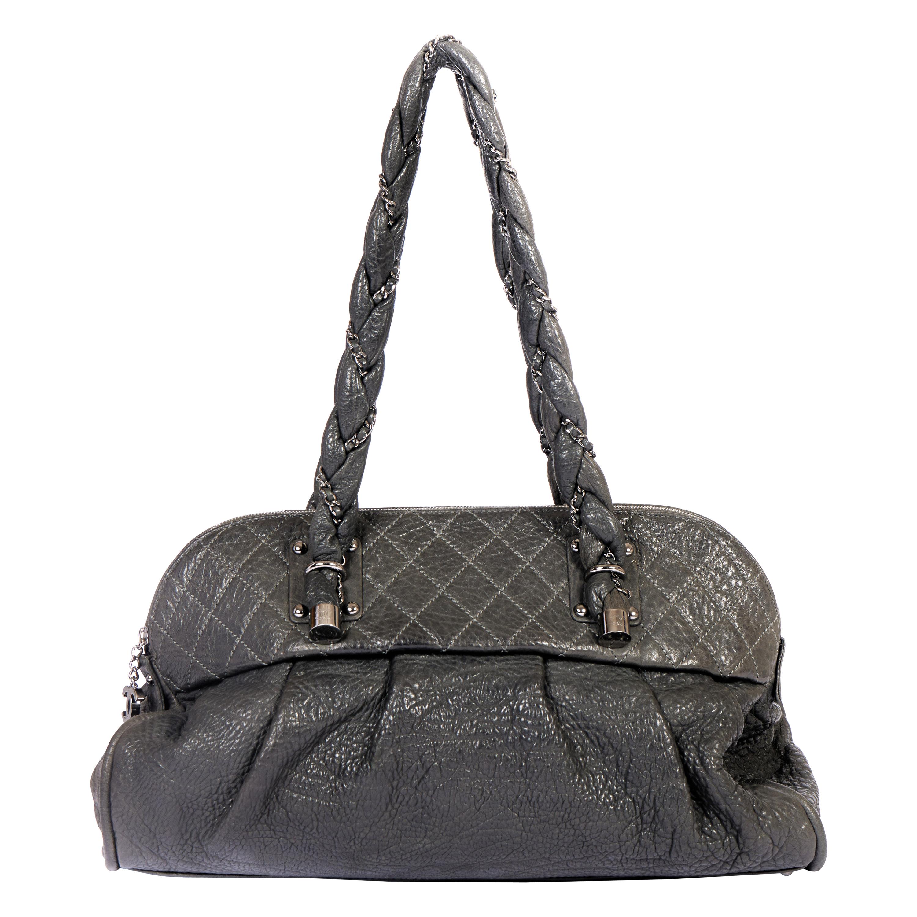 Chanel Gray Distressed Large Tote For Sale