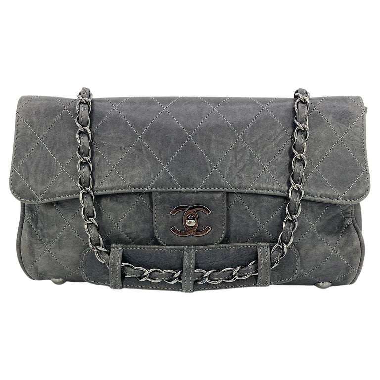 Chanel Metallic Green Quilted Leather Crystal CC Single Flap Shoulder Bag  at 1stDibs