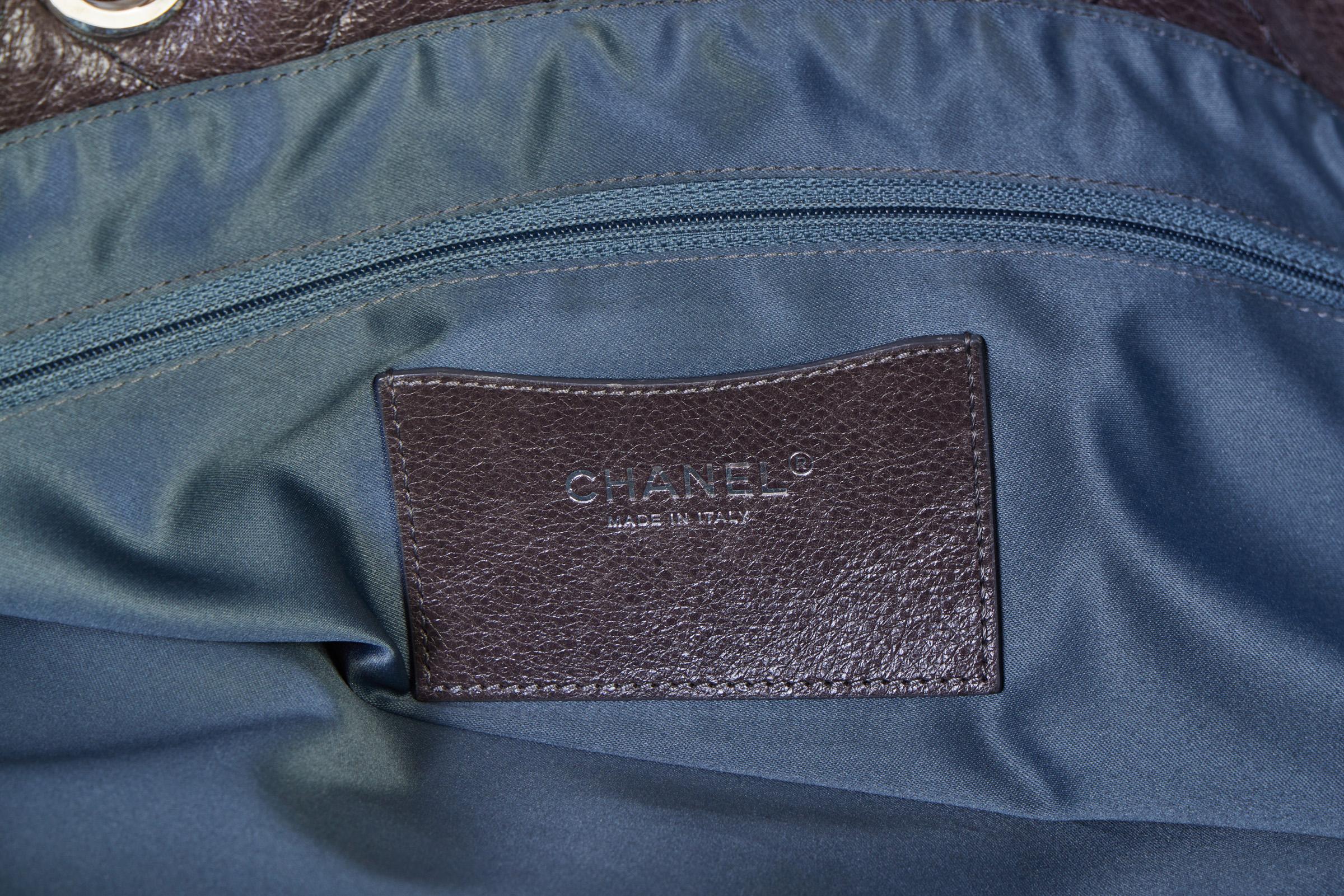 Women's Chanel Gray Glazed Caviar Shopper Tote Bag