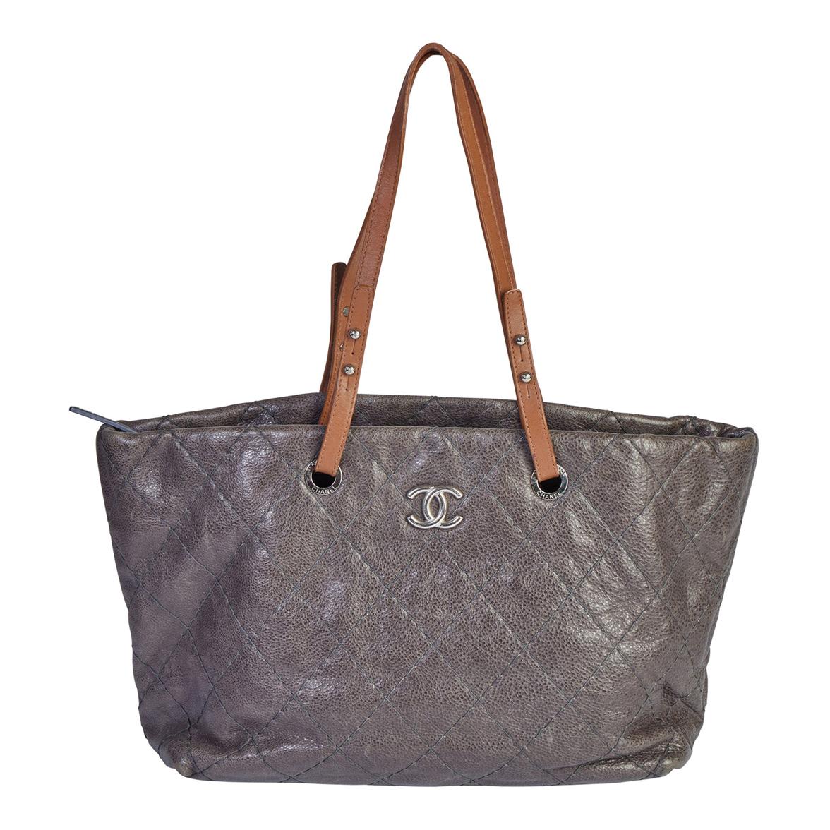 Chanel Grau glasierte Kaviar Shopper Tote Bag