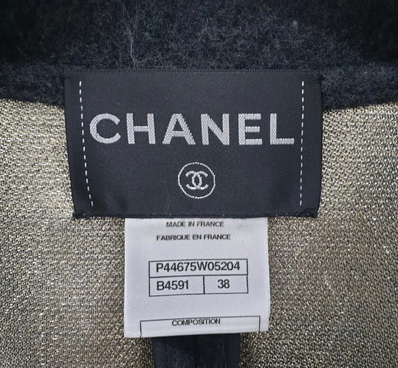 Black Chanel Gray Gold Sleeveless Vest Overcoat Dress For Sale