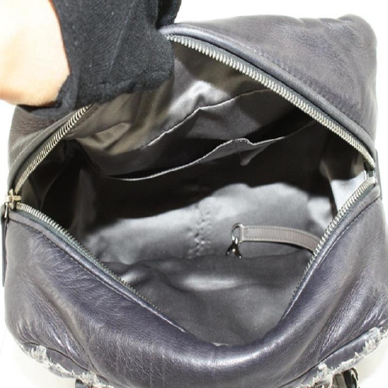 Women's Chanel Gray Lambskin Leather Chocolate Bar Tweed Stitch Bowler Shoulder Bag