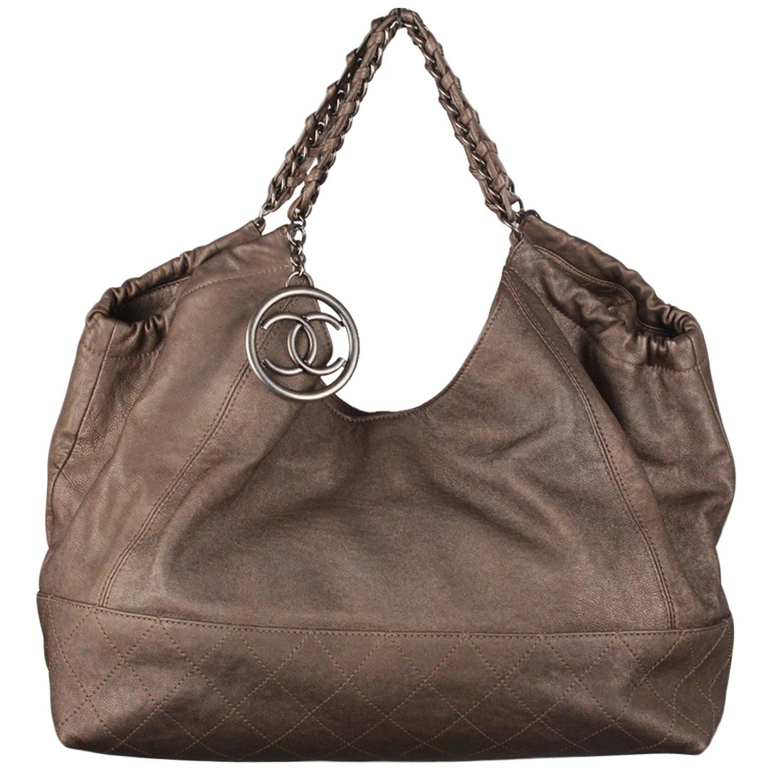 Chanel Gray Metallic Limited Edition Coco Cabas Large Hobo Bag