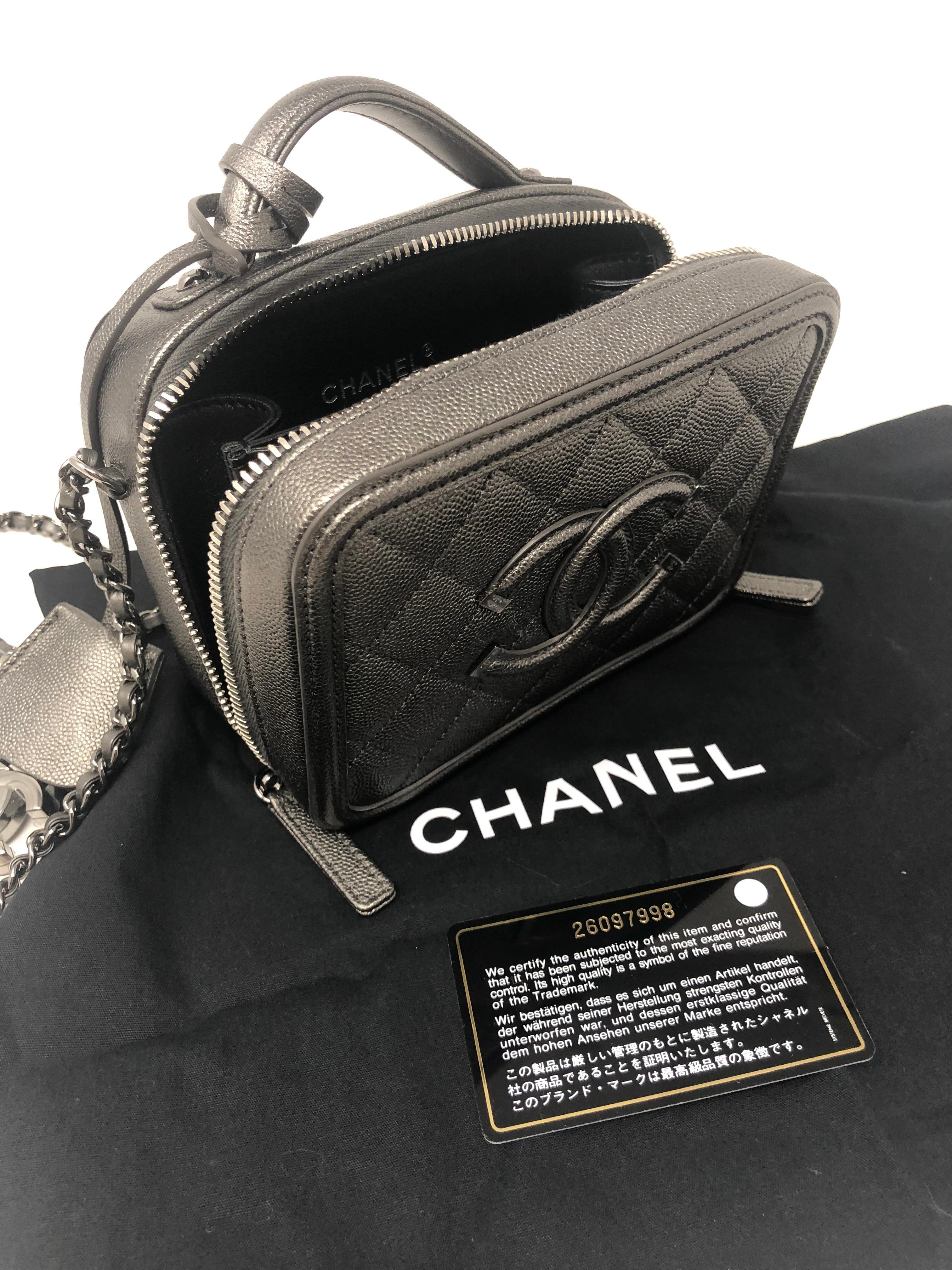 Chanel Gray Metallic Small Vanity Case Crossbody  7