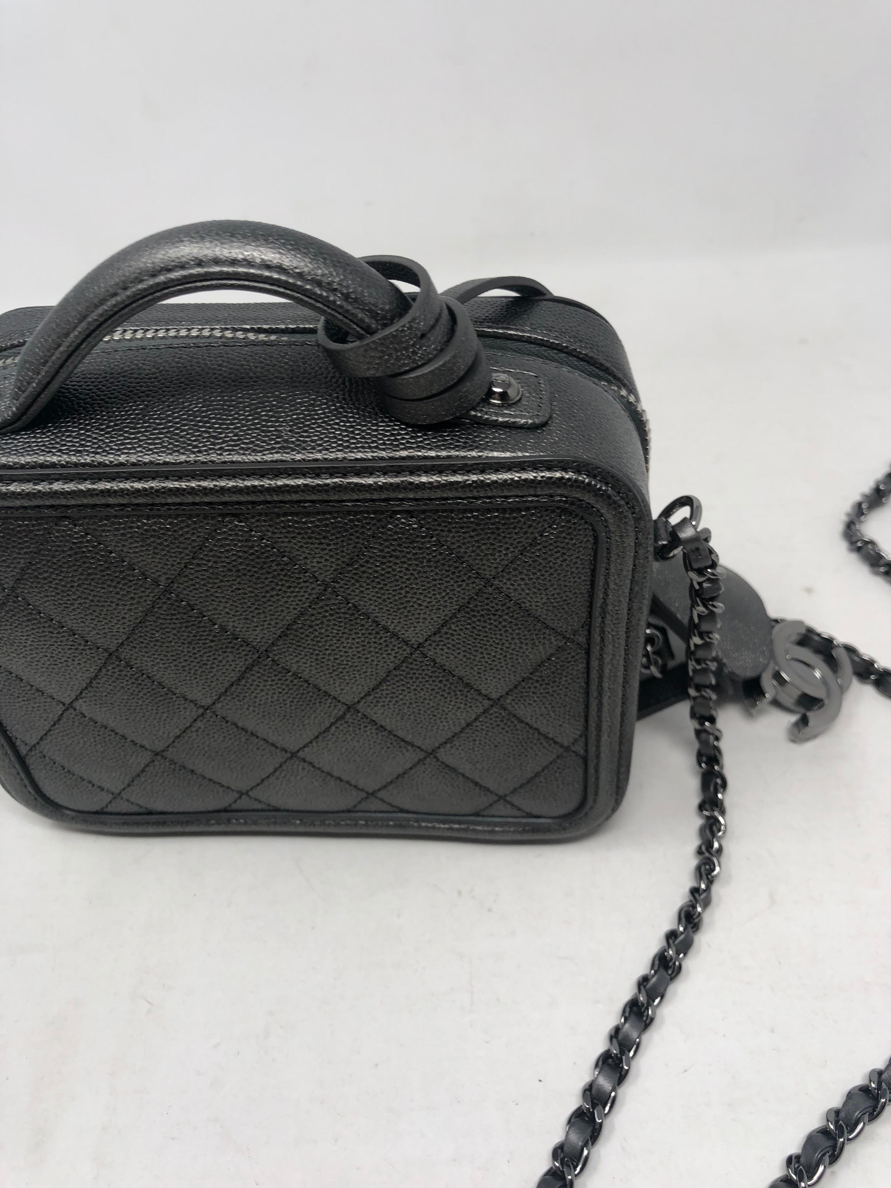 Chanel Gray Metallic Small Vanity Case Crossbody  In New Condition In Athens, GA