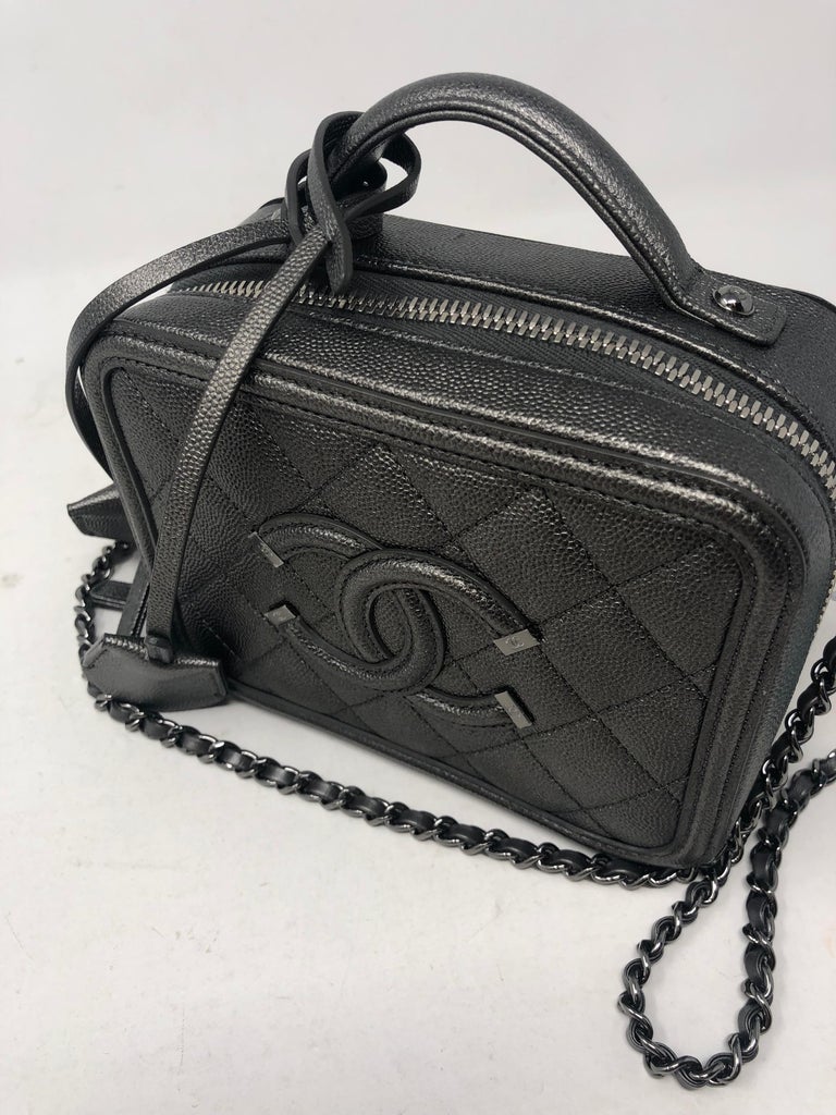 Chanel Gray Metallic Small Vanity Case Crossbody at 1stDibs chanel small vanity case, chanel