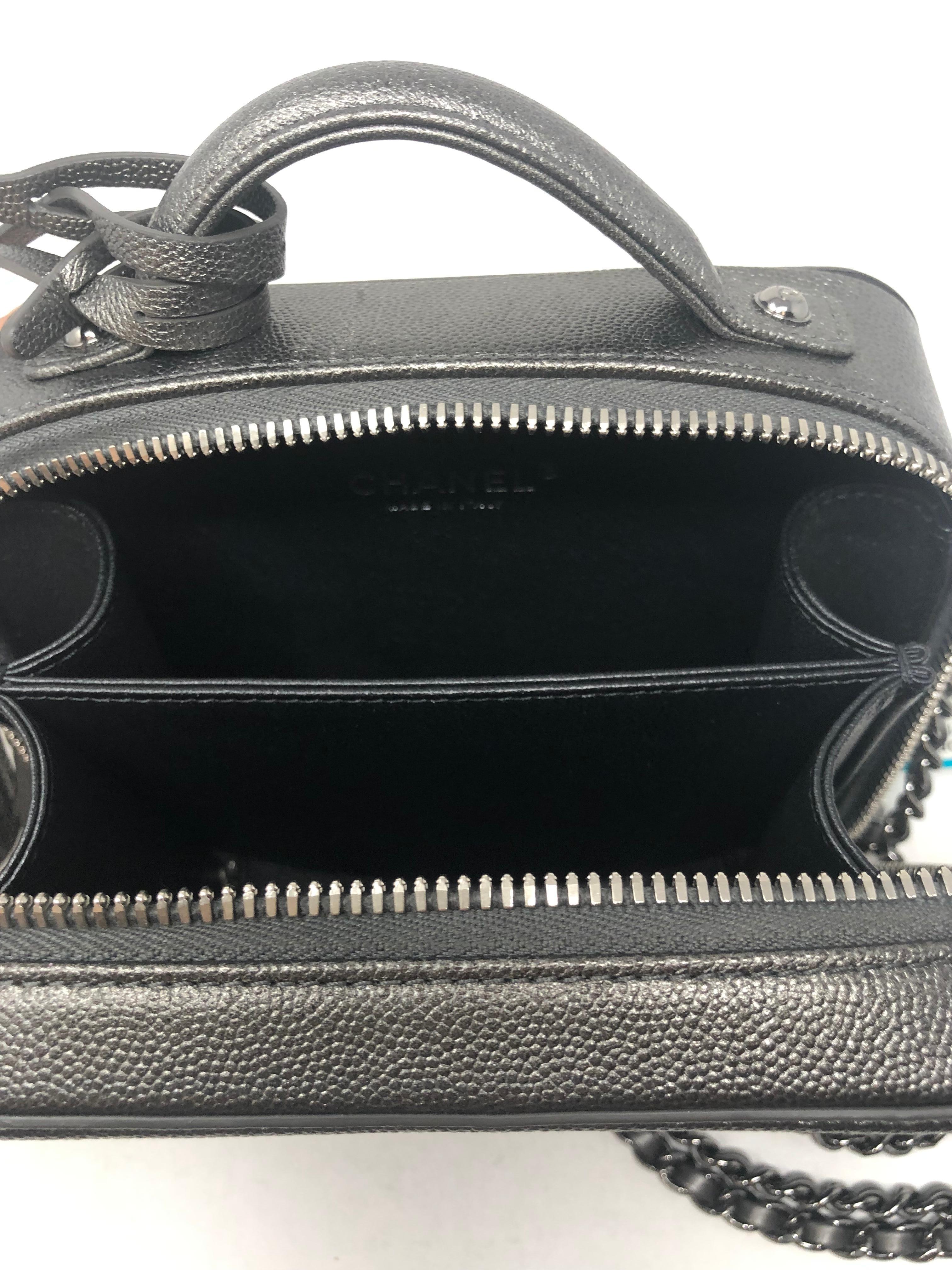 Chanel Gray Metallic Small Vanity Case Crossbody  2