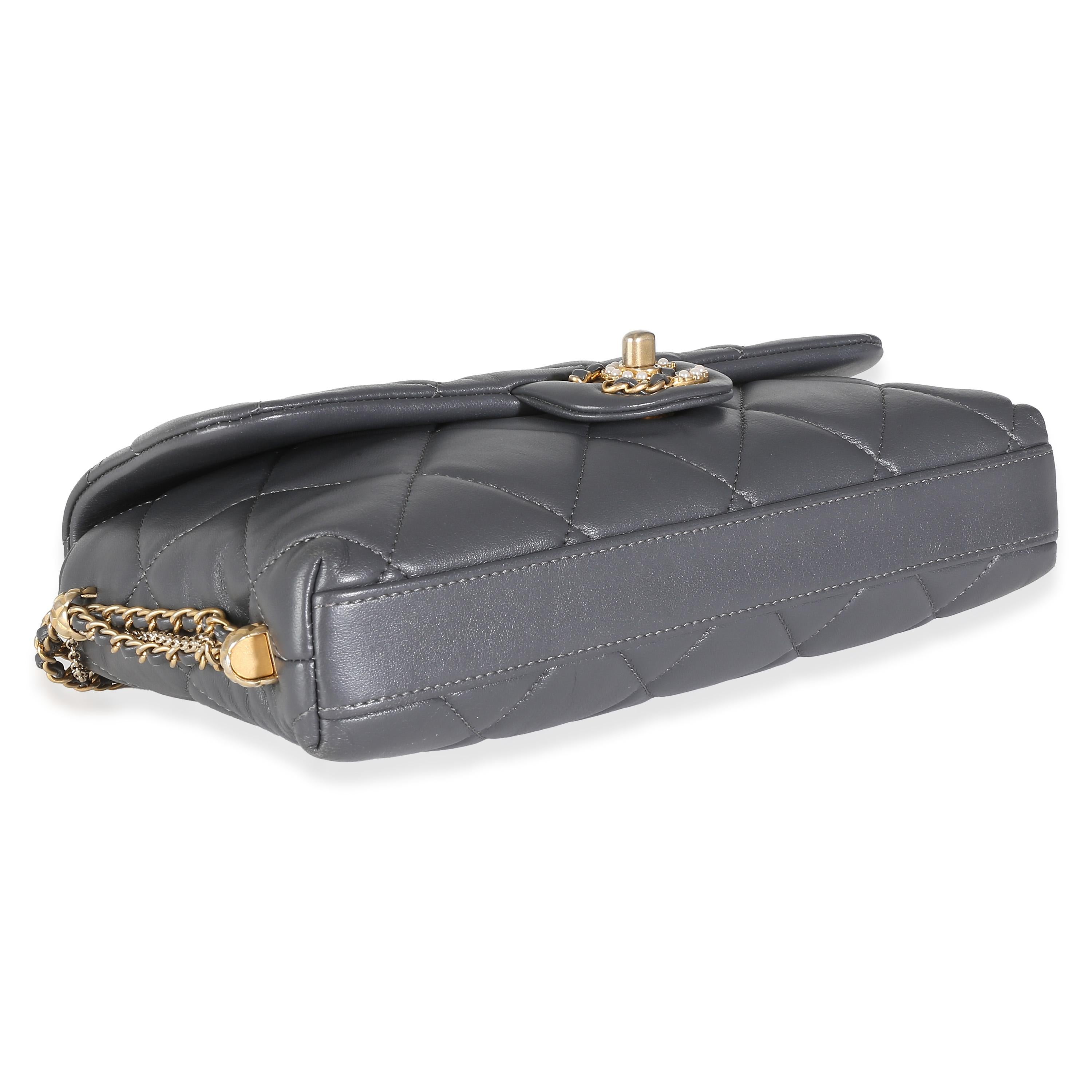 Chanel Gray Quilted Lambskin Crush On Chains Flap Bag For Sale 1