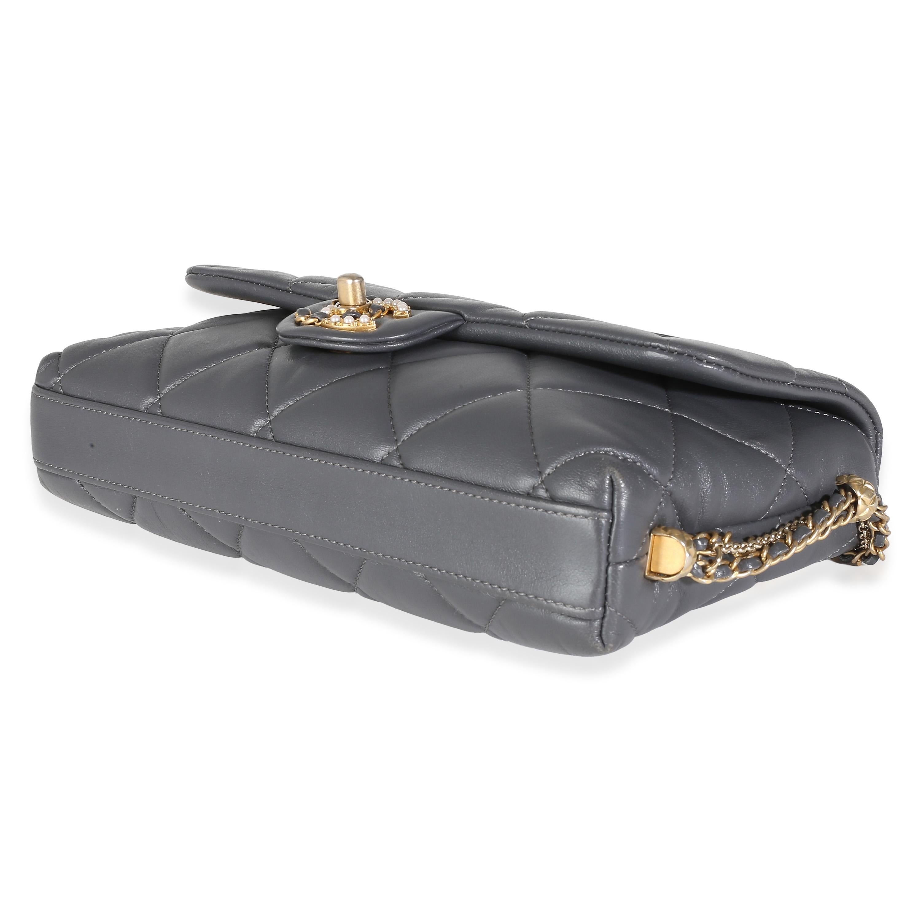 Chanel Gray Quilted Lambskin Crush On Chains Flap Bag For Sale 2
