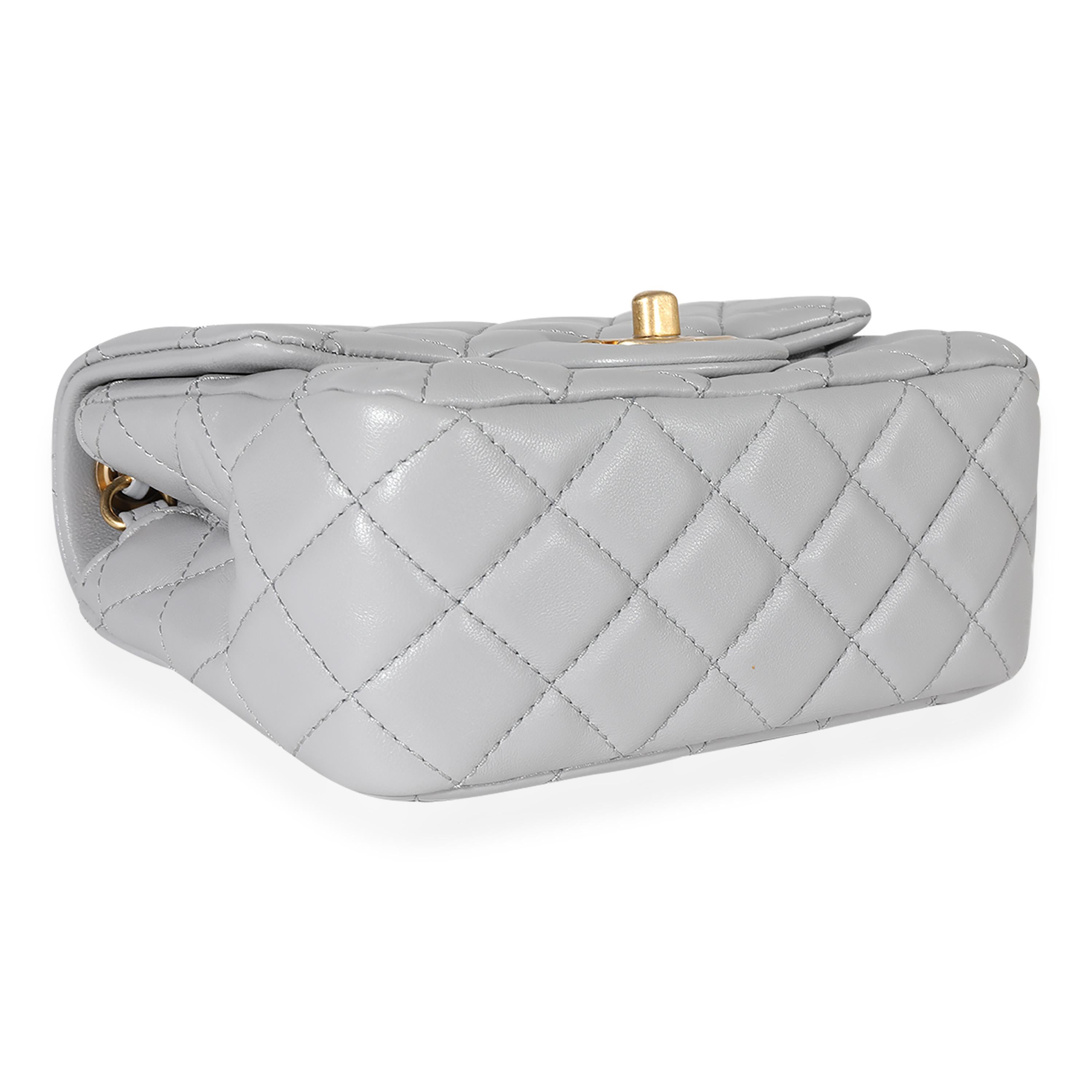 Chanel Gray Quilted Lambskin Mini Square Pearl Crush Flap Bag 1