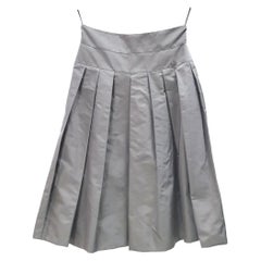 Chanel Gray Silk Knee Length Skirt Sz.38