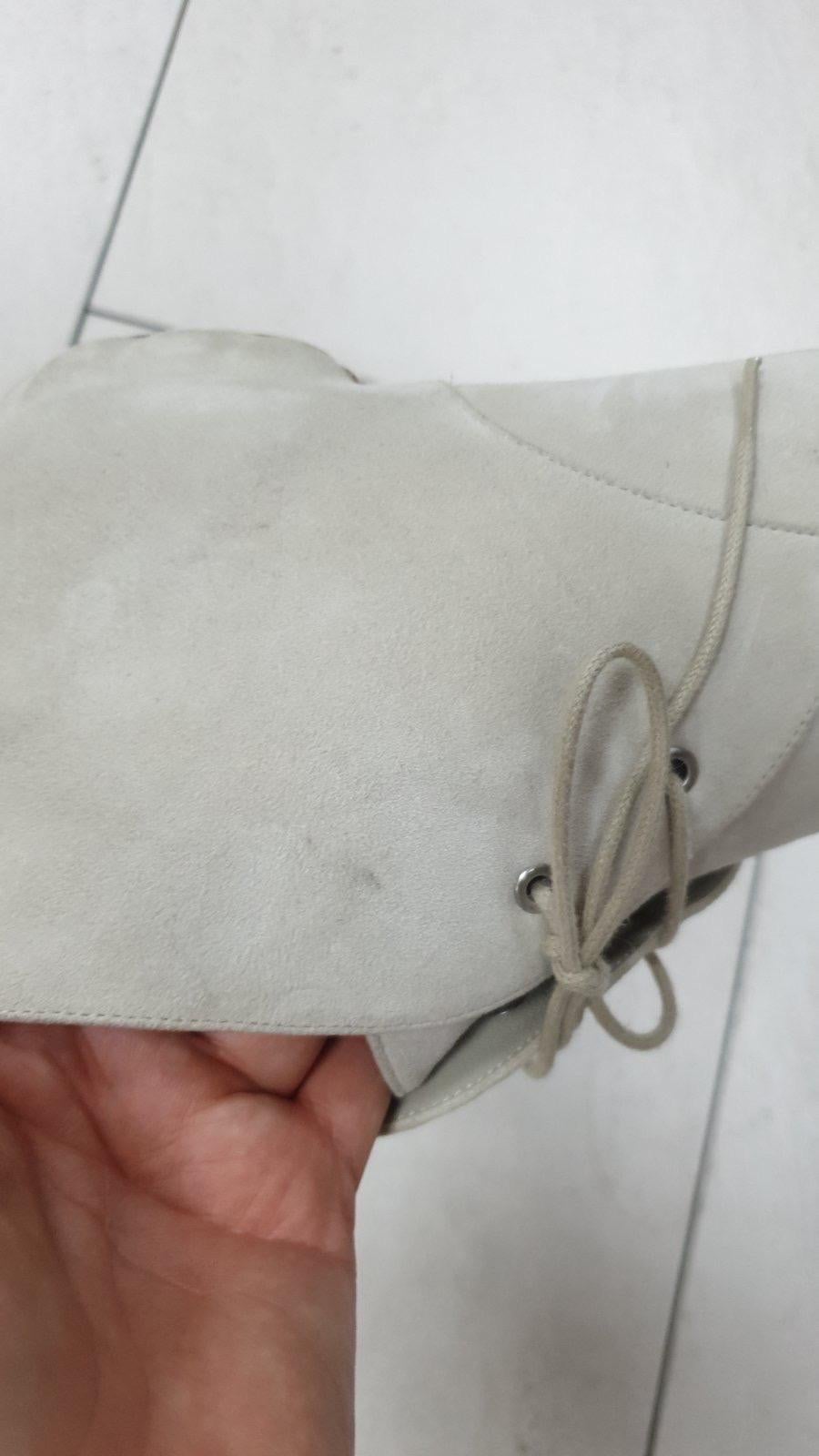 Chanel Gray Suede Lace Up Ankle Boots Booties Sz.39 For Sale 7