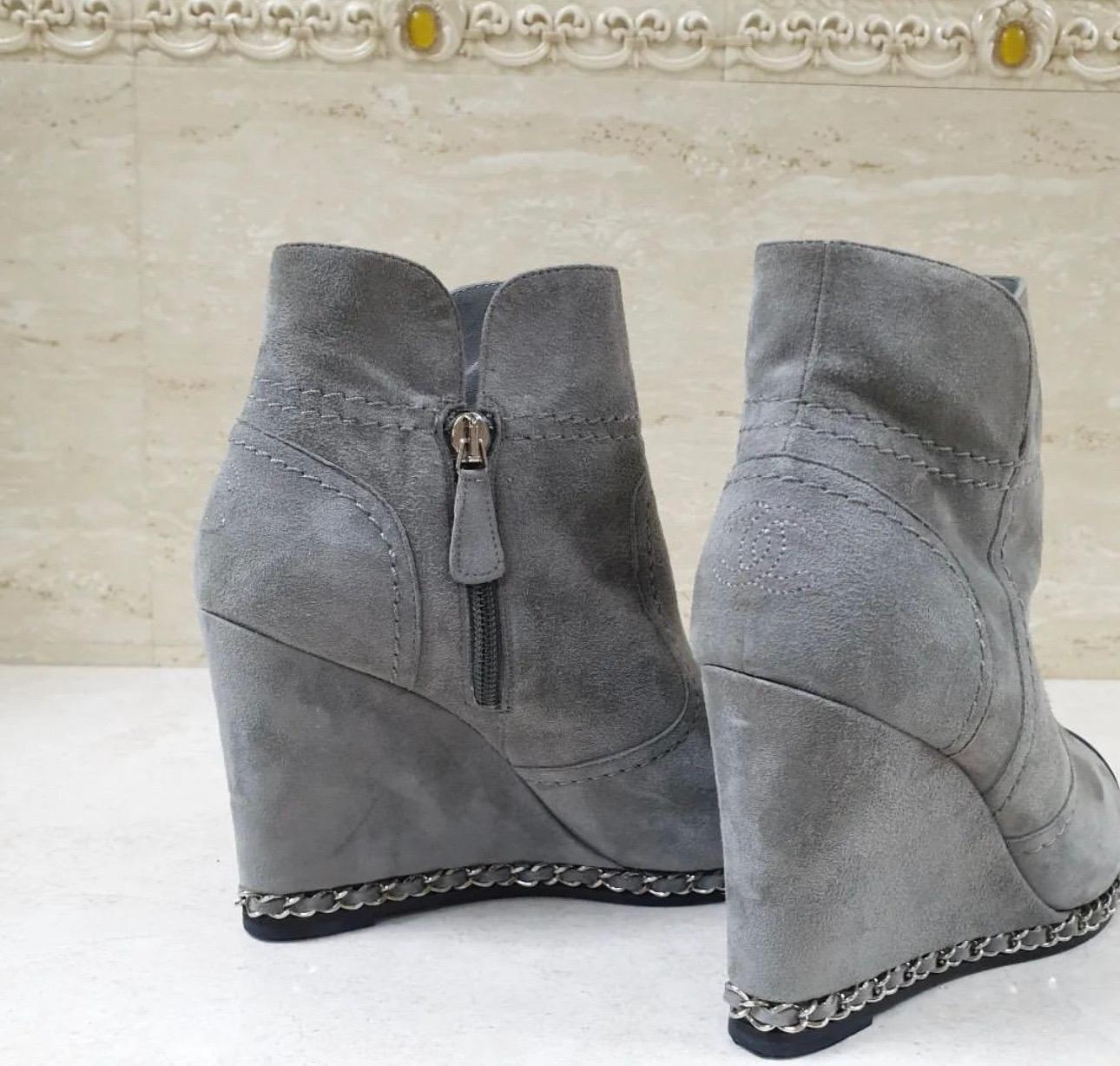 gray suede wedge shoes