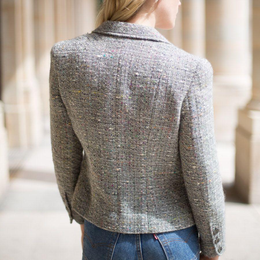 Women's CHANEL Gray Tweed Jacket Size 36