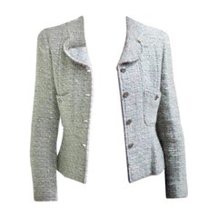 CHANEL Gray Tweed Jacket Size 36