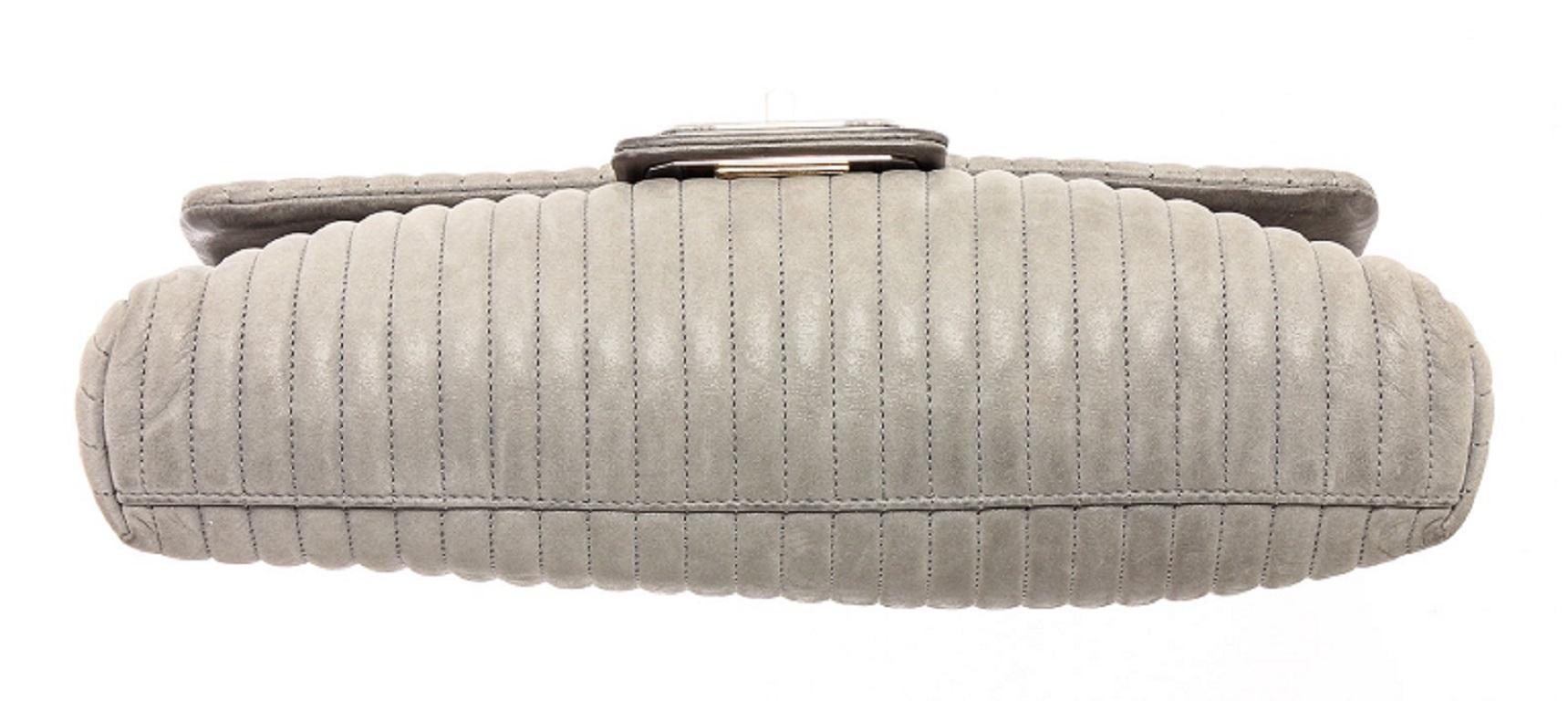 Chanel Gray Vertical Quilted Leather Flap Shoulder Bag 3