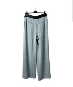 Chanel Gray Wool Wide Leg Jeans Pants Trousers Sz.42