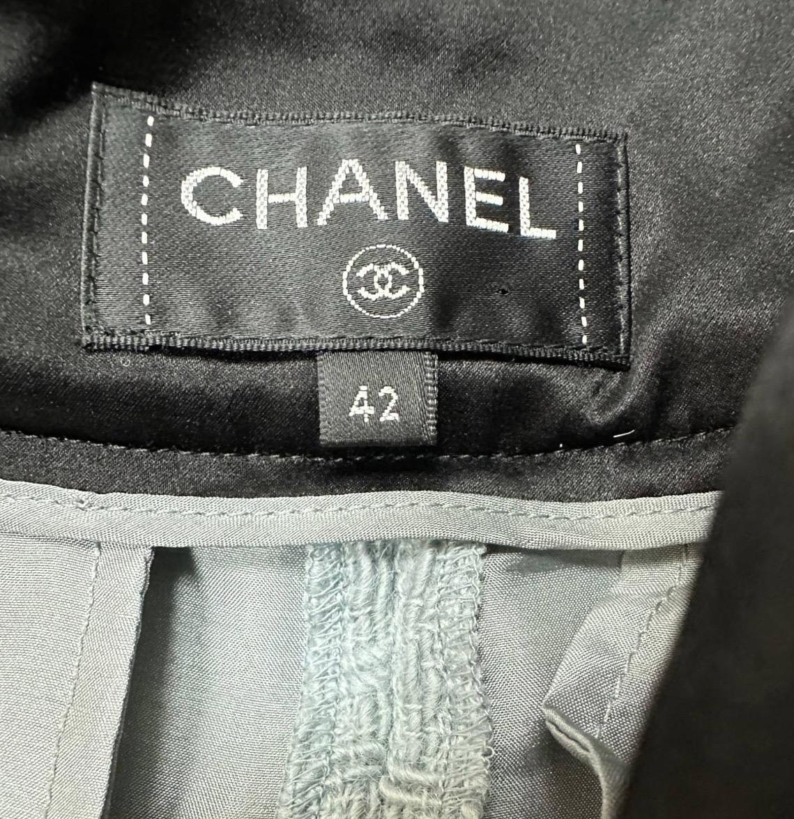 Chanel Lana Gris Pantalones Vaqueros Pata Ancha Pantalones Sz.42 en Excelente estado para la venta en Krakow, PL
