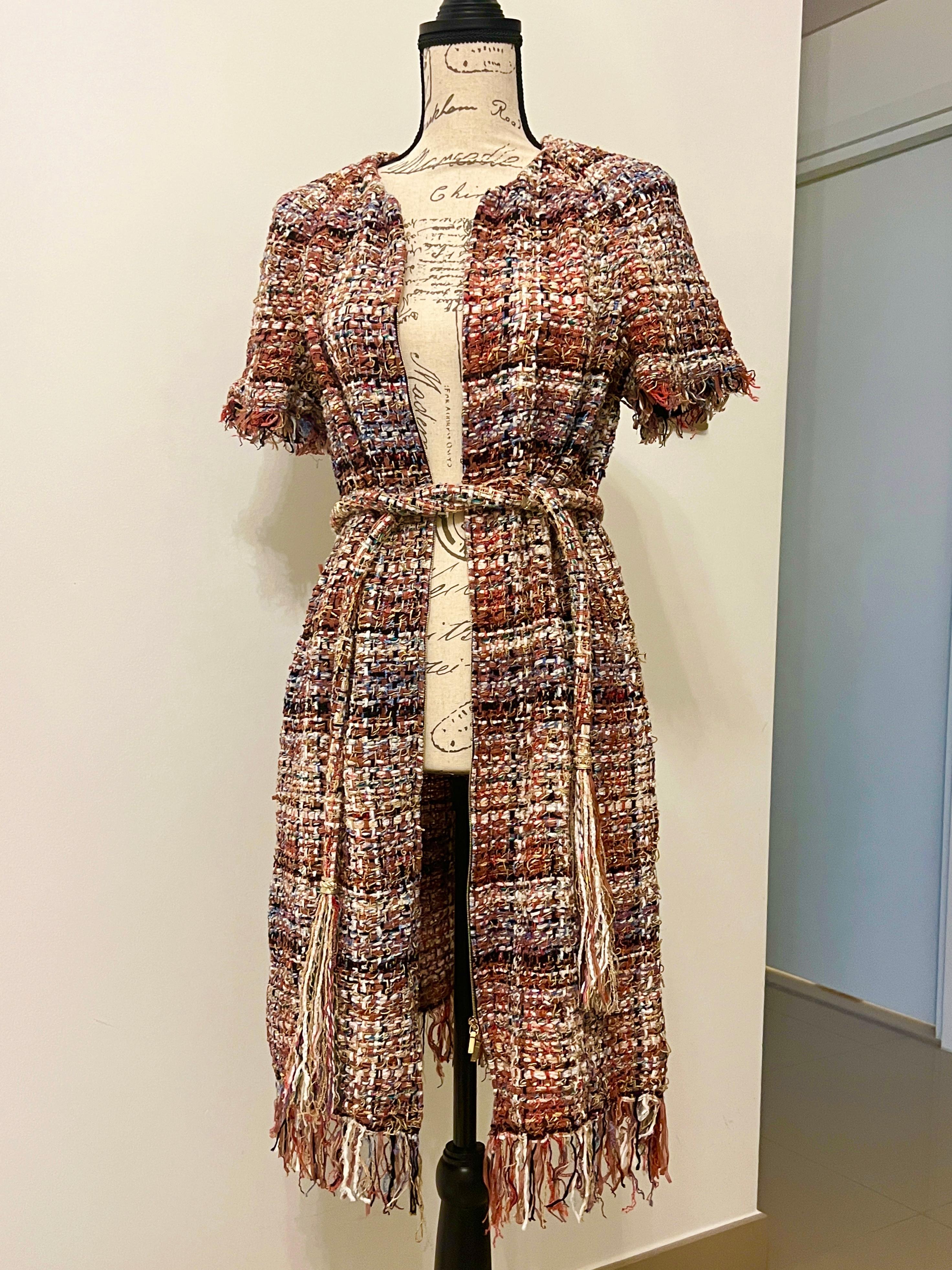 Chanel Greece Ribbon Tweed Belted Dress For Sale 7