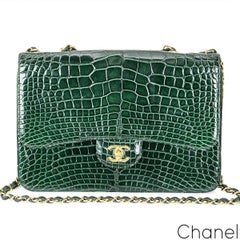 Chanel Green Alligator Jumbo Classic Flap Bag