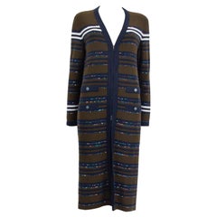 CHANEL green blue cashmere 2020 STRIPED SEQUIN Cardigan Sweater 38 S