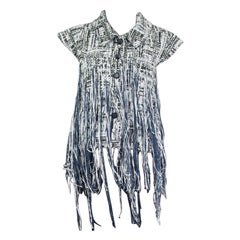 CHANEL green blue cotton 2018 LUREX FRINGE TWEED Jacket 38 S