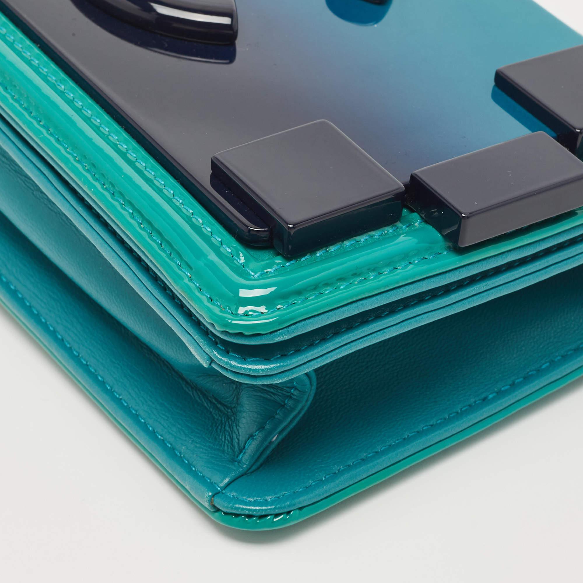 Chanel Green/Blue Plexiglass and Leather Boy Brick Flap Bag 4
