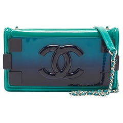 Chanel Green/Blue Plexiglass and Leather Boy Brick Flap Bag