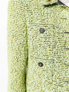 Chanel Green Bouclé Tweed Jacket