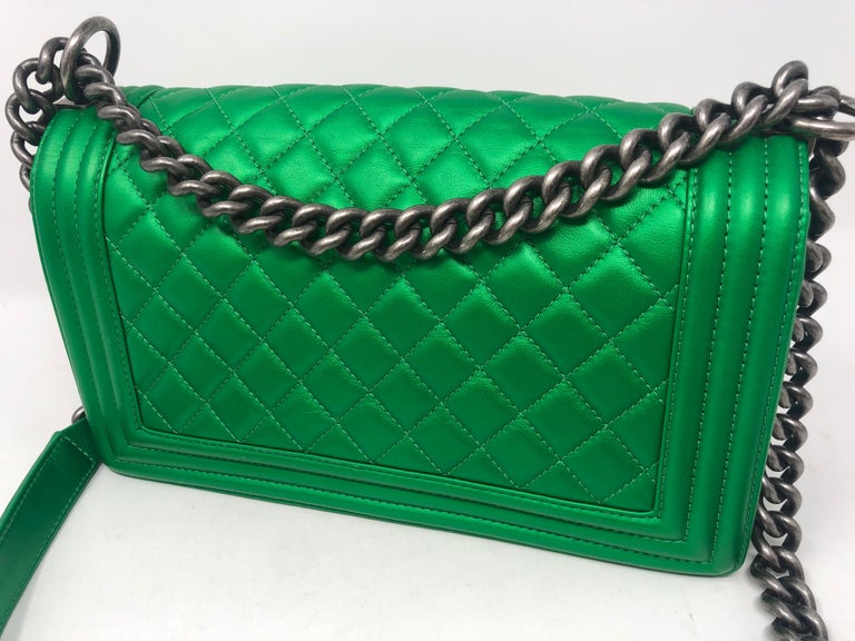 Chanel Green Boy Bag - 14 For Sale on 1stDibs