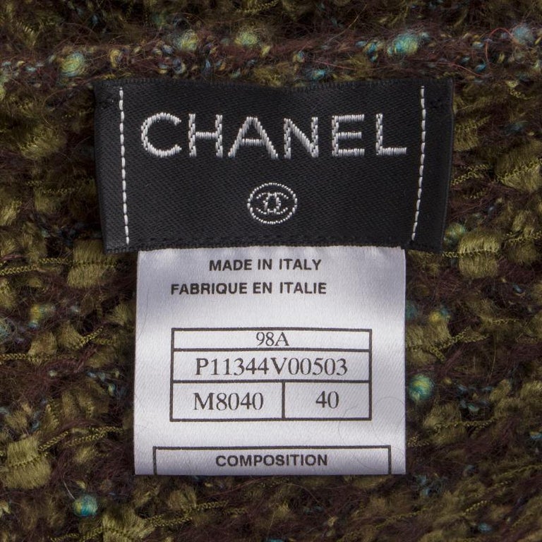 CHANEL green and brown mohair Short Sleeve Crewneck Sweater 40 M at 1stDibs