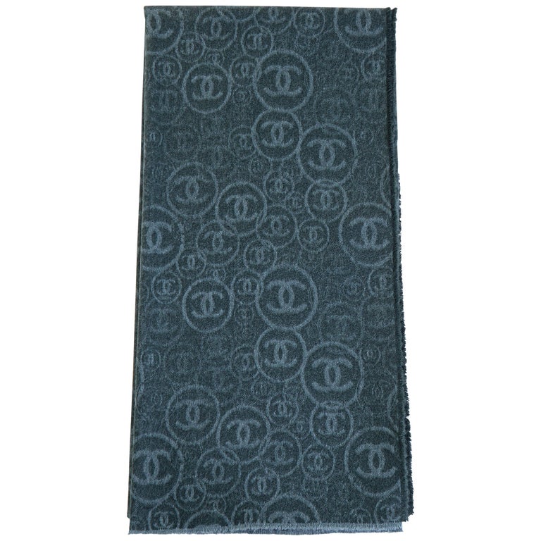 Chanel green cachemire shawl For Sale at 1stDibs