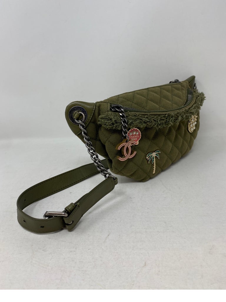 Chanel Green Canvas Cuban Fanny Pack at 1stDibs