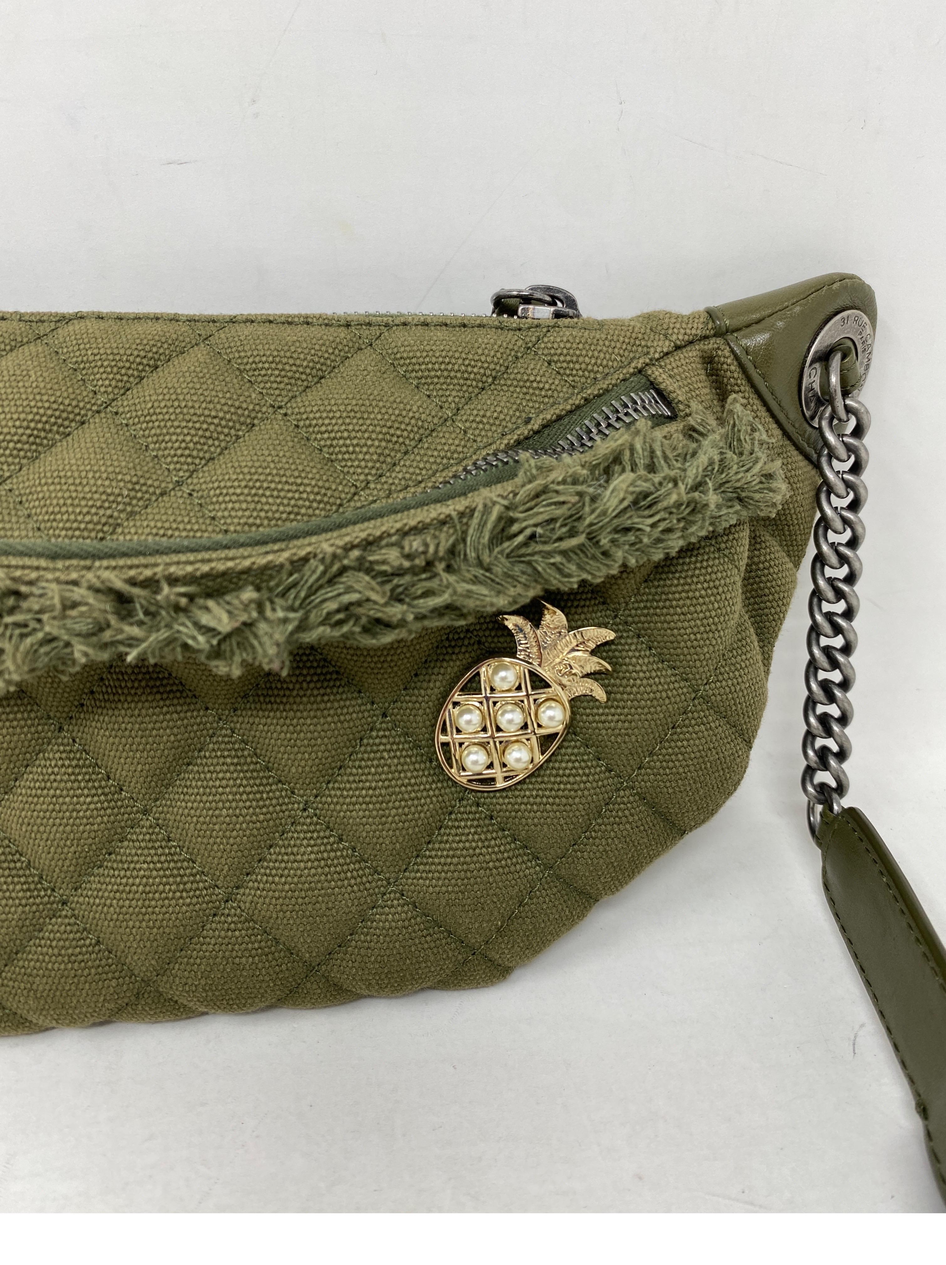 Chanel Green Canvas Cuban Fanny Pack  In Excellent Condition In Athens, GA
