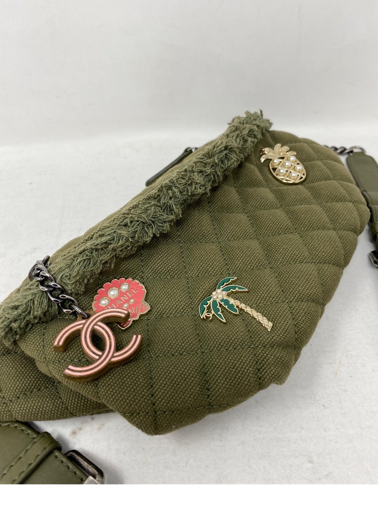 Chanel Green Canvas Cuban Fanny Pack at 1stDibs