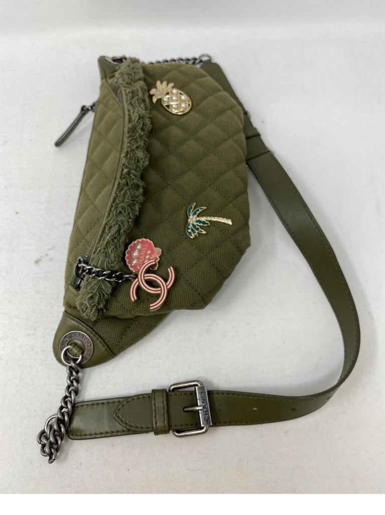 Chanel Green Canvas Cuban Fanny Pack at 1stDibs