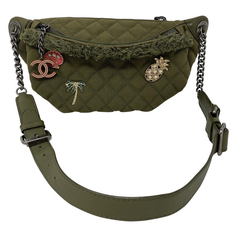 Chanel Green Canvas Cuban Fanny Pack at 1stDibs