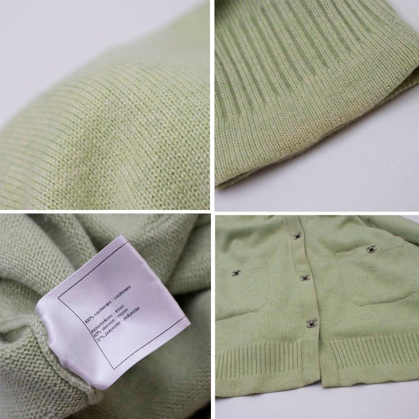 Chanel Green Cashmere Cardigan - Size US 12 For Sale 2
