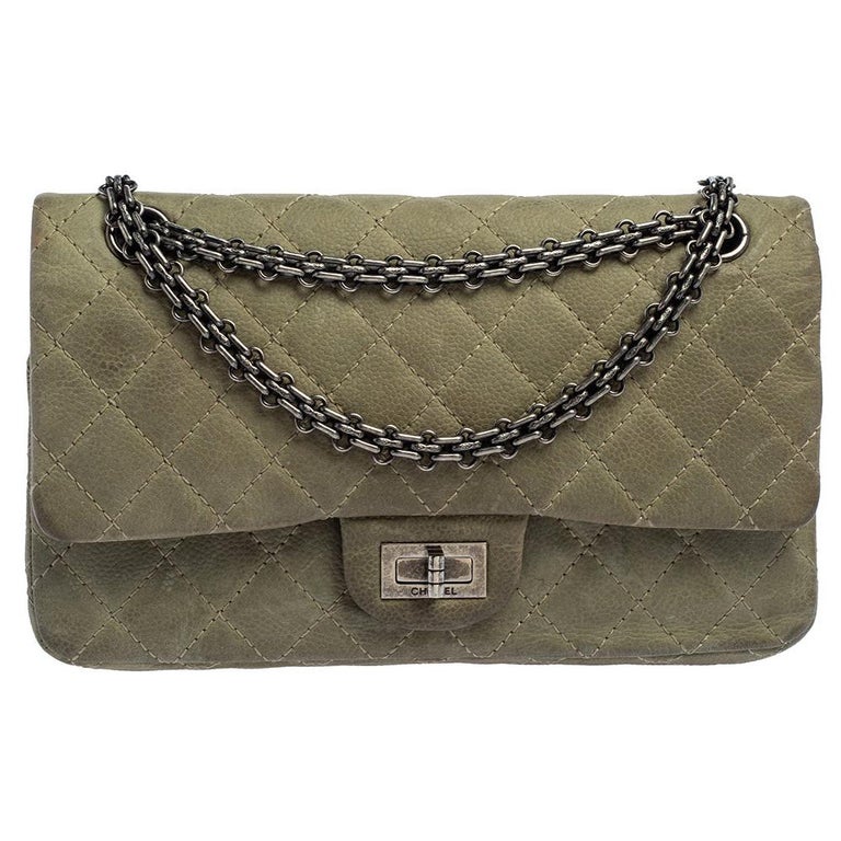 Chanel Green Caviar Leather Reissue 225 Double Flap Bag at 1stDibs