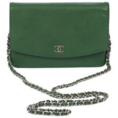 Chanel Green Caviar Wallet on a Chain  Crossbody Bag