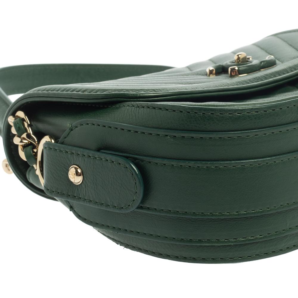 Chanel Grün Chevron gesteppt Leder abgedeckt CC Klappe Tasche 2