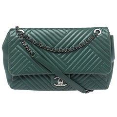 Chanel Green Crossing Quilted Leather CC Flap Shoulder Bag