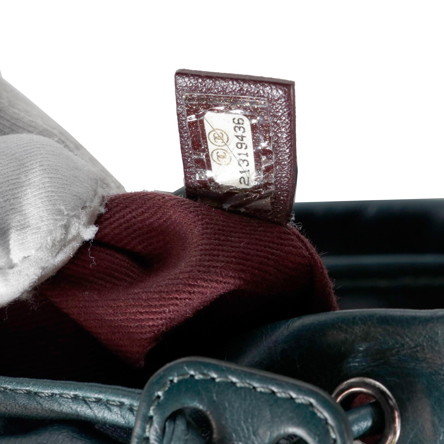 Chanel Green Distressed Leather Backpack 7