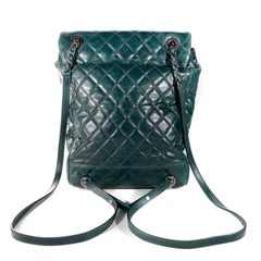 Chanel Green Distressed Leather Backpack